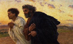 Disiplene Peter og Johannes løper til graven på oppstandelsens morgen, ca. 1898